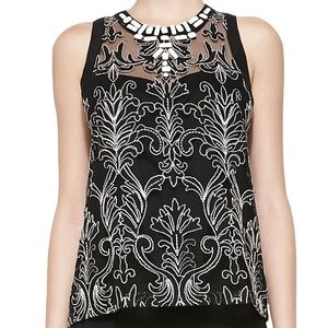 Nanette Lepore Justinian Damask Embellished Tank